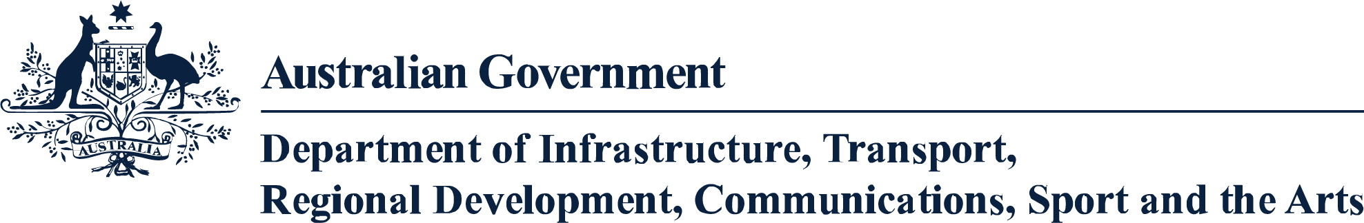 Australian Government Department of Infrastructure, Transport, Regional Development, Communications, Sport and the Arts logo